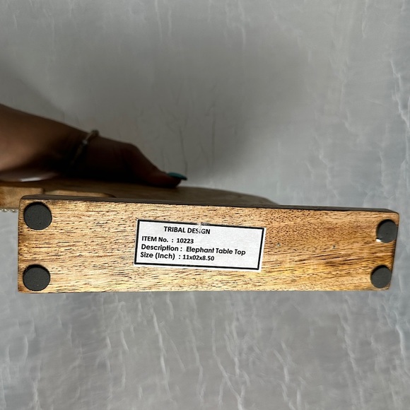 Home Decor Table Top Bead Embellished Wood Figurine Elephant Art Accent - Picture 15 of 16